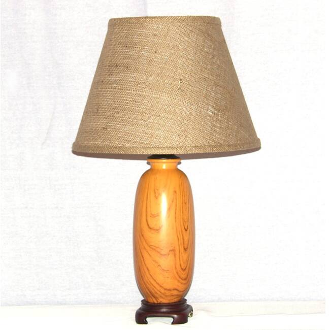 Light Oak Wood Grain Painted Indoor Ceramic Table Lamp