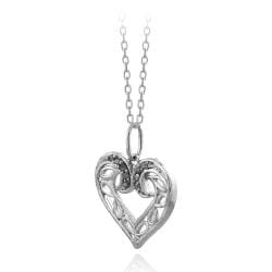 filigree 10ct tdw sterling db necklace diamond heart silver open designs