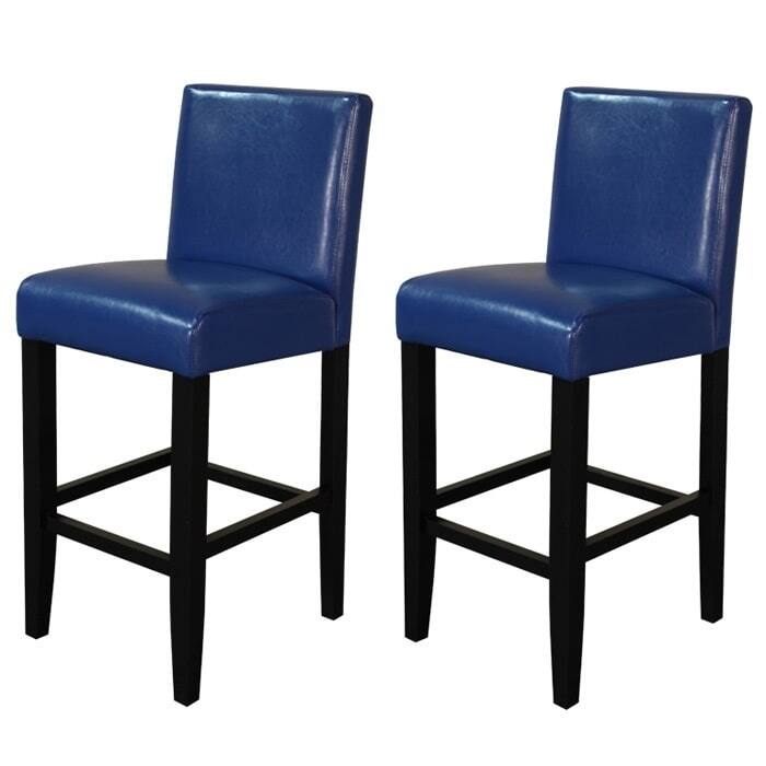 Villa Faux Leather Blue Counter Stools (Set of 2)