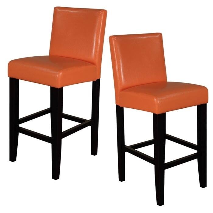 Villa Faux Leather Sunrise Orange Counter Stools (Set of 2)