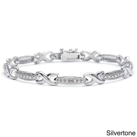 Silvertone Diamond Accent Infinity Link Bracelet