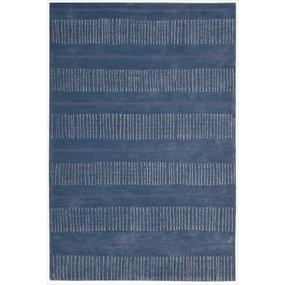 Nourison Contour Blue Textured Stripe Hand-tufted Area Rug