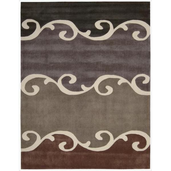 Nourison Hand tufted Contours Mocca Rug (7'3 x 9'3) Nourison 7x9   10x14 Rugs