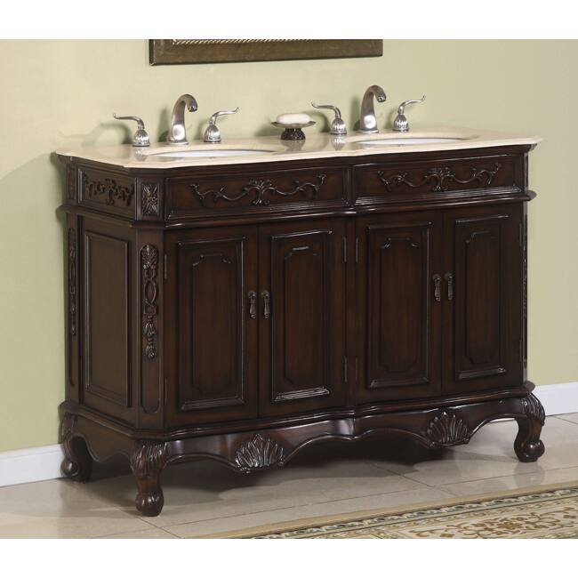 ICA Furniture Antiope 50-inch Double Vanity with Cream-rose Marble Top