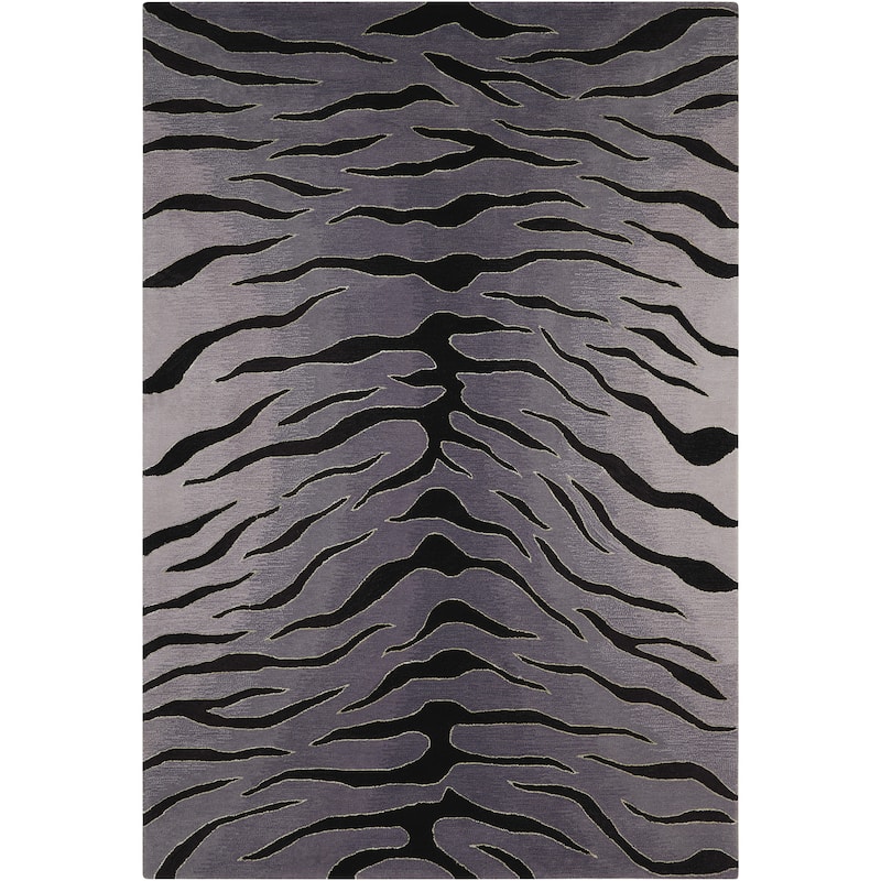 Nourison Contour Modern Zebra Print Hand-tufted Area Rug - 5' x 7' 6" - Black/Grey - Rectangle