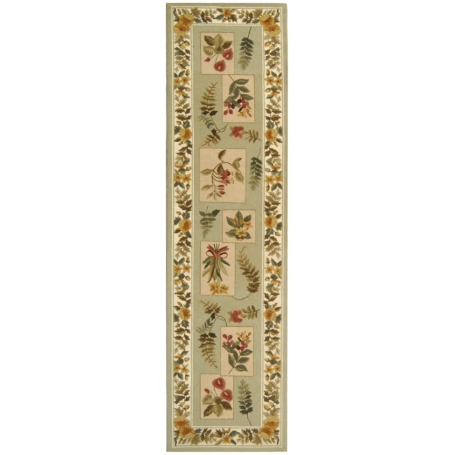 Hand hooked Chelsea Floral Sage Wool Rug (26 X 6)