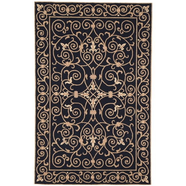 Hand hooked Chelsea Irongate Black Wool Rug (39 X 59)