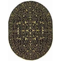 Hand hooked Chelsea Irongate Black Wool Rug (7'6 x 9'6 Oval) Safavieh Round/Oval/Square