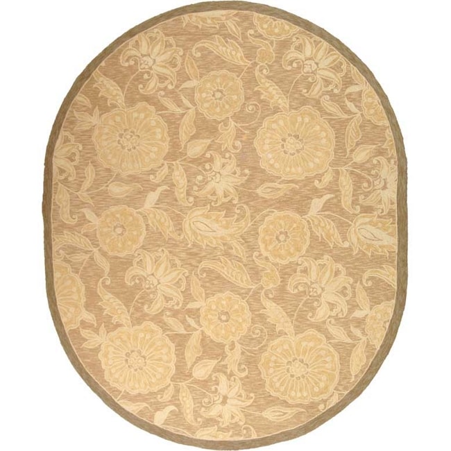 Hand hooked Chelsea Fall Light Brown Wool Rug (76 X 96 Oval)