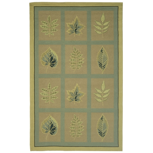 Hand hooked Chelsea Panels Tan Wool Rug (76 X 99)