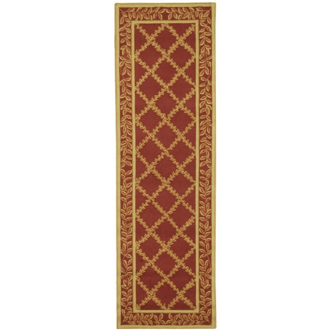 Hand hooked Trellis Rust/ Beige Wool Rug (26 X 12)