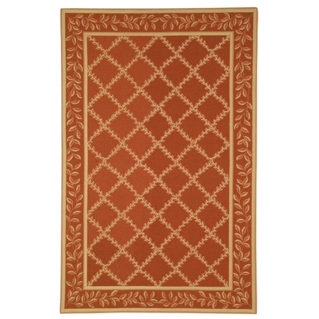 Hand hooked Trellis Rust/ Beige Wool Rug (39 X 59)