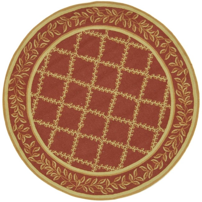 Hand hooked Trellis Rust/ Beige Wool Rug (3 Round)