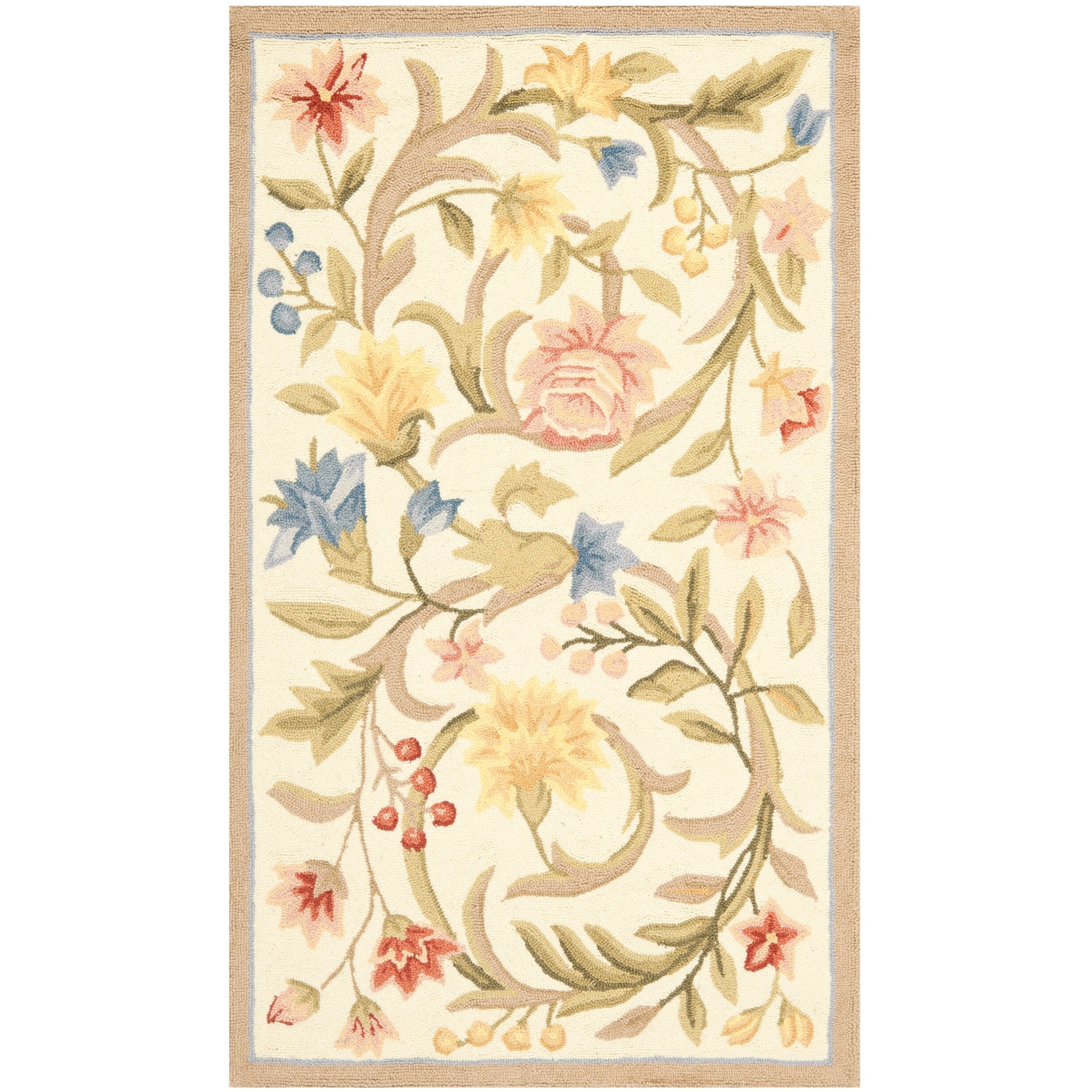 Shop Safavieh Hand-hooked Garden Scrolls Ivory Wool Rug - 2'9" x 4'9