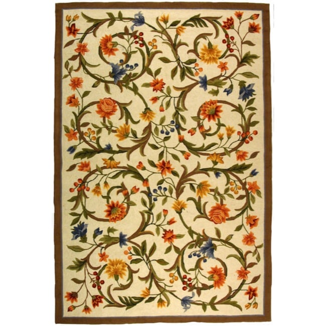 Safavieh Hand-hooked Garden Scrolls Ivory Wool Rug - 7'6 x 9'9