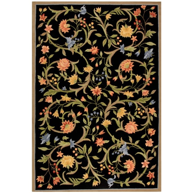 Safavieh Hand-hooked Garden Scrolls Black Wool Rug - 3'9 x 5'9