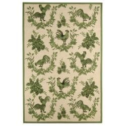 Hand hooked Hens Ivory/ Green Wool Rug (3'9 x 5'9) Safavieh 3x5   4x6 Rugs