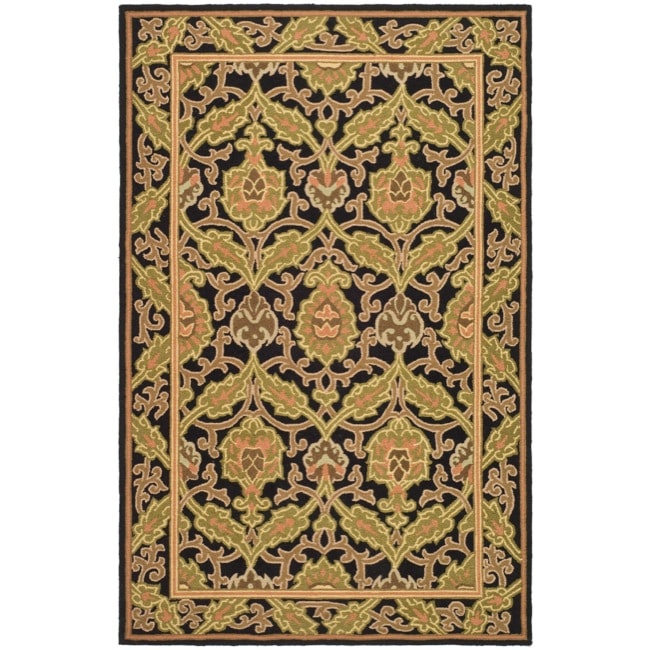 Hand hooked Chelsea Black Wool Rug (89 X 119)