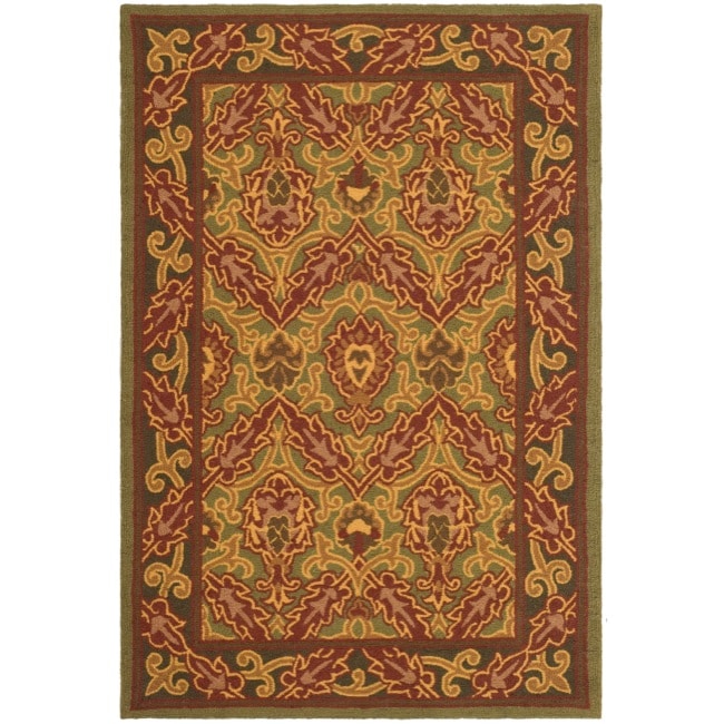 Contemporary Hand hooked Chelsea Green Wool Rug (39 X 59)