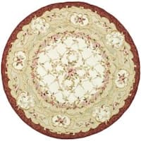 rug burgundy round safavieh ivory hooked wool hand aubusson 8r area ft rugs