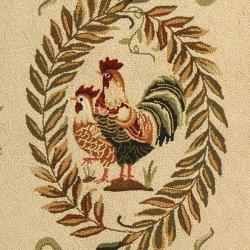 Hand hooked Rooster and Hen Cream/ Black Wool Rug (7'6 x 9'9) Safavieh 7x9   10x14 Rugs