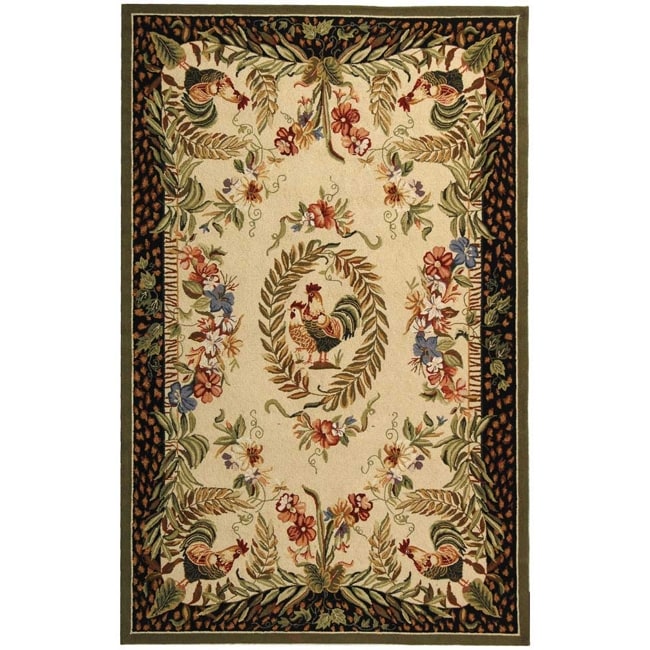 Safavieh Hand-hooked Rooster and Hen Cream/ Black Wool Rug - 8'9 X 11'9
