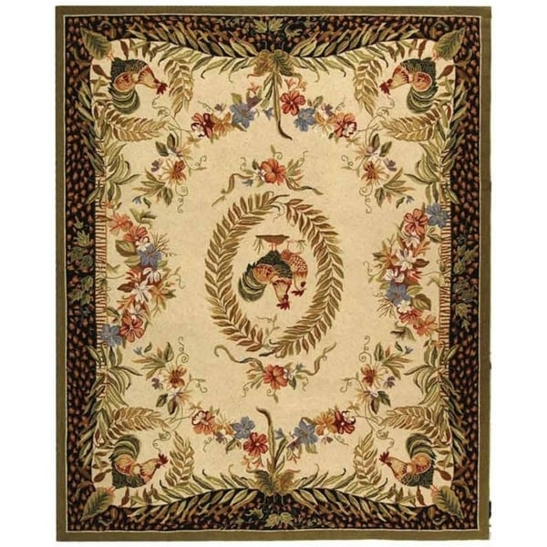 Safavieh Hand-hooked Rooster and Hen Cream/ Black Wool Rug - 8'9" x 11'9"