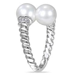 Miadora Sterling Silver FW Pearl and Diamond Accent Ring (8 8.5 mm) Miadora Pearl Rings