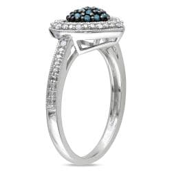 Miadora Silver 1/4ct TDW Blue and White Diamond Heart Ring (G H, I1 I2) Miadora Diamond Rings