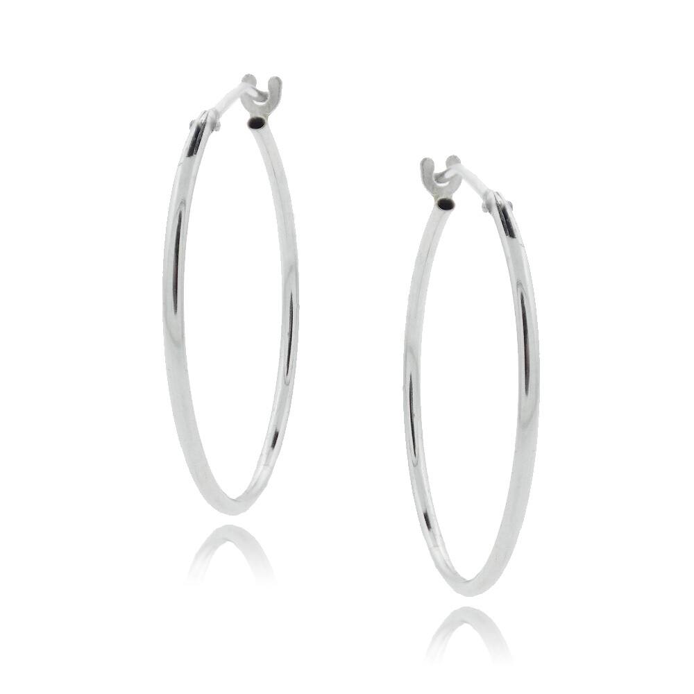 Mondevio 10-karat High-polished One-mm White Gold Saddleback Hoop Earrings