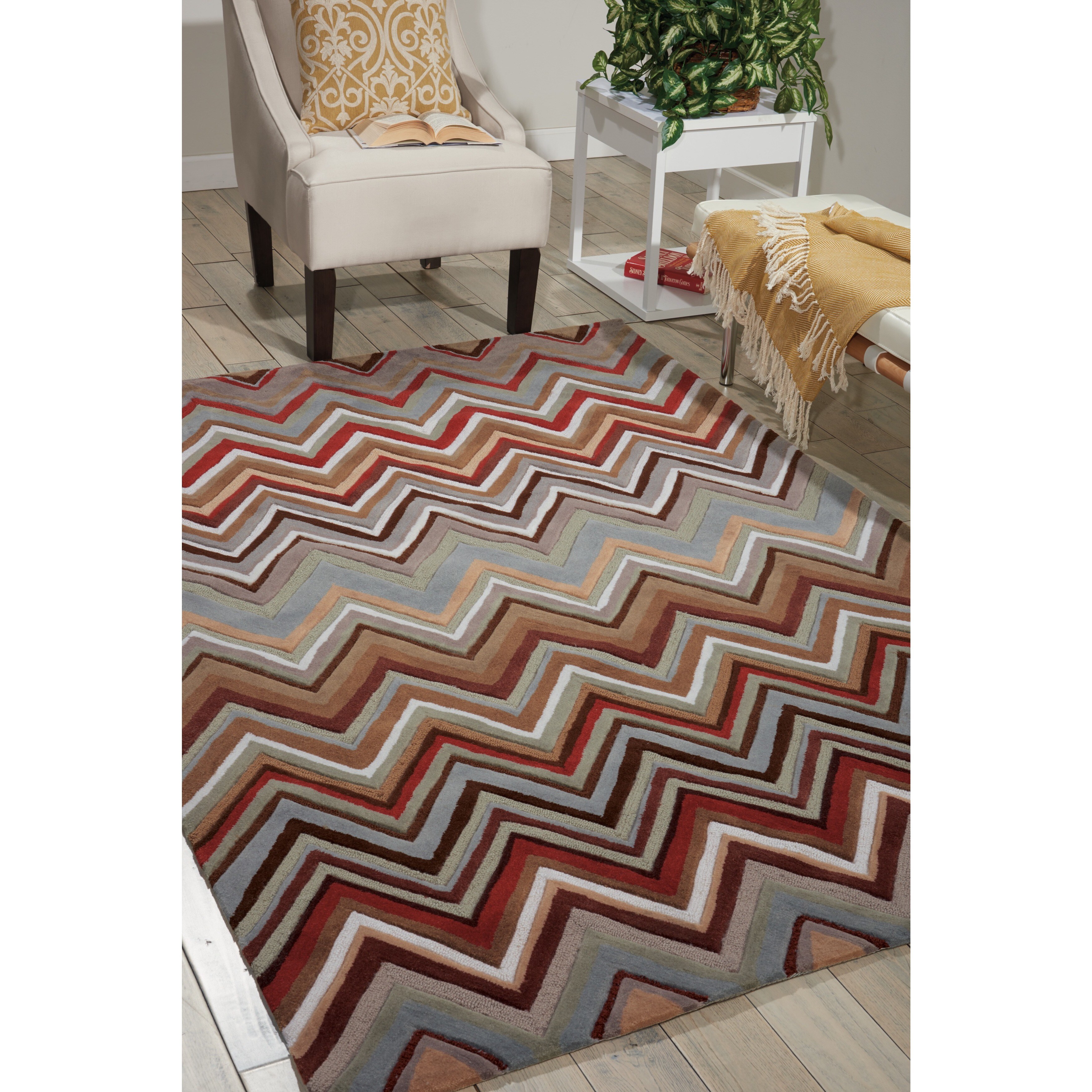 Shop Nourison Handtufted Contours Zigzag Multicolor Rug 5' x 7'6