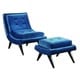 preview thumbnail 3 of 1, Armen Living 5th Avenue Velvet Armless Swayback Cerulean Blue Lounge Chair