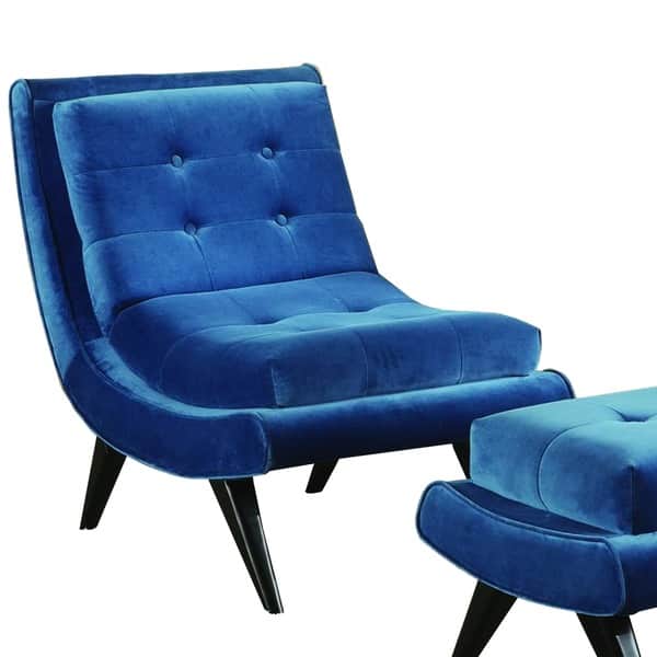 slide 1 of 3, Armen Living 5th Avenue Velvet Armless Swayback Cerulean Blue Lounge Chair