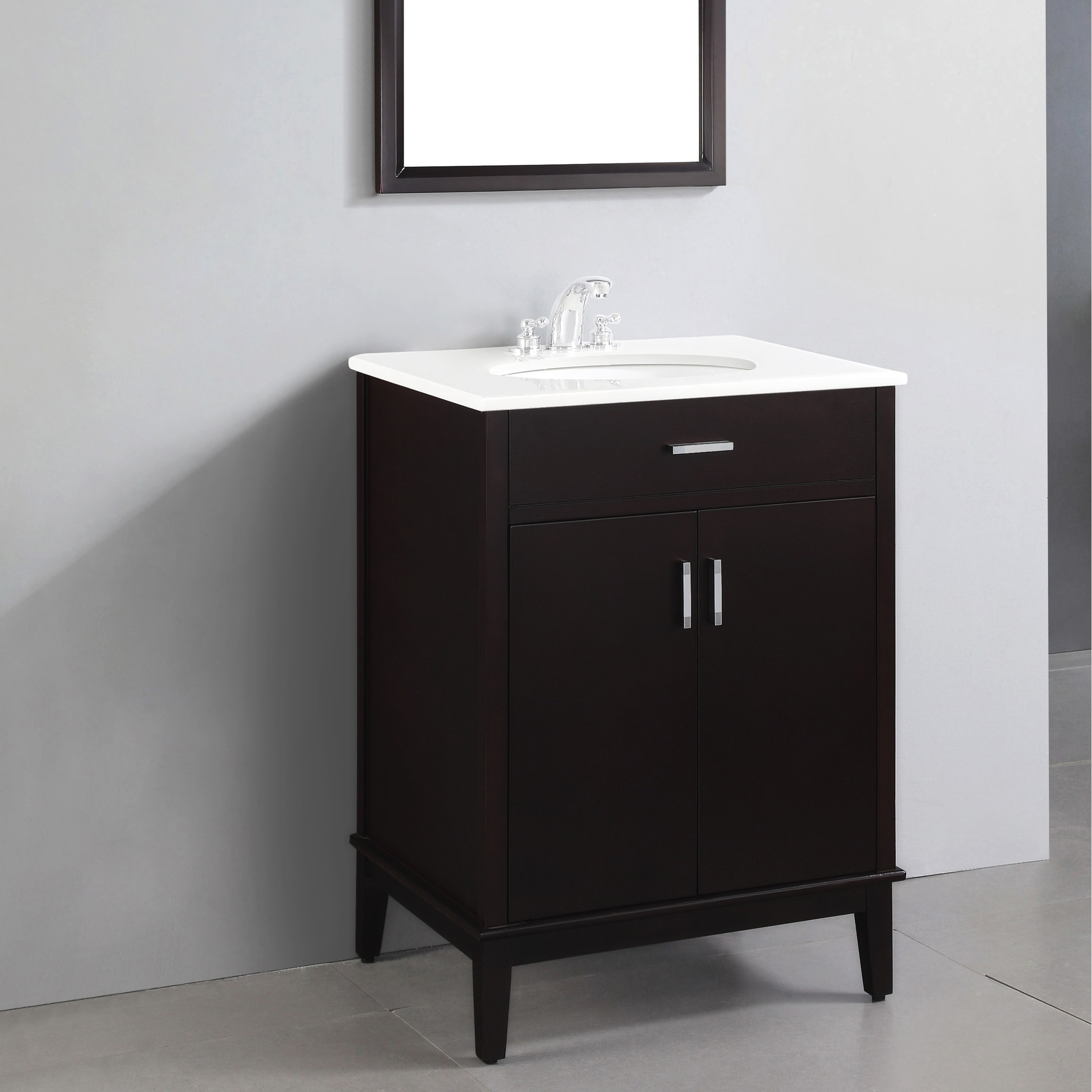 Wyndenhall Oxford Dark Espresso Brown 2 Door 24 Inch Bath Vanity Set With White Quartz Marble Top On Sale Overstock 6963107