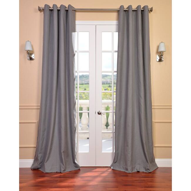 Exclusive Fabrics Weathered Grey Linen Blend Grommet Curtain (1 Panel)