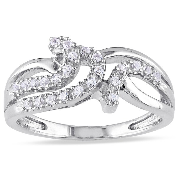 Miadora Sterling Silver Created White Sapphire Swirl Ring
