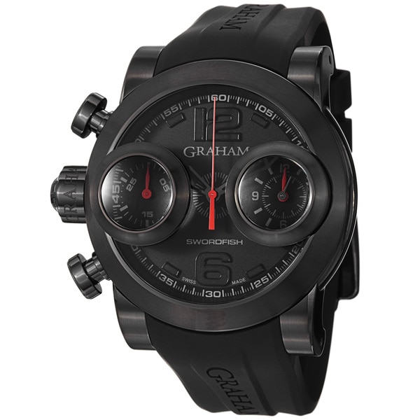 Graham Mens Swordfish Black Dial Black Rubber Strap Watch