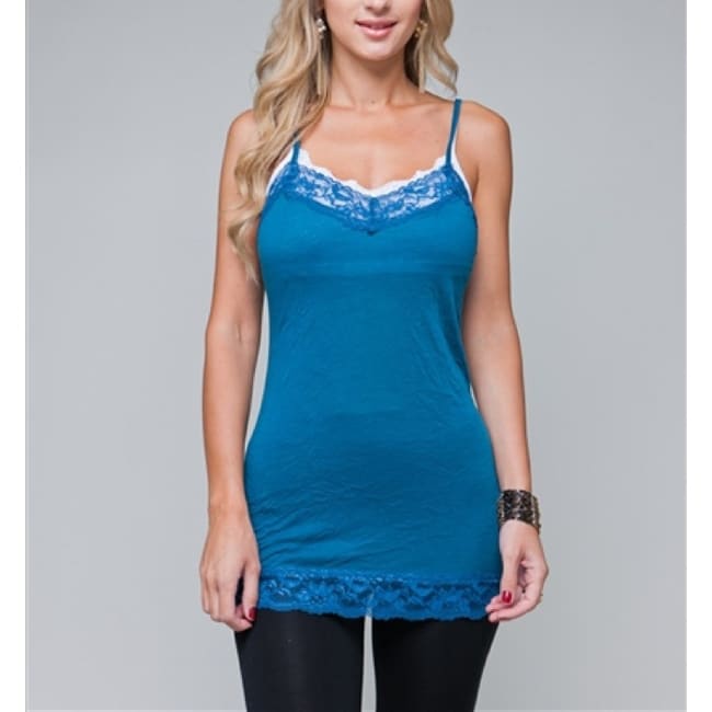 Passport 24/7 Frenzy Womens Blue Lace Trim Camisole Blue Size S (4  6)