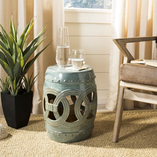 Green ceramic garden stool hot sale