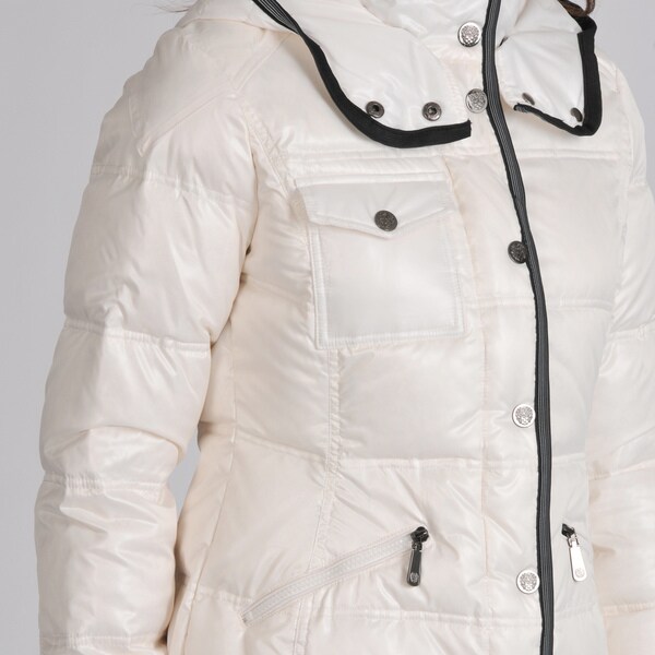 snap front down coat