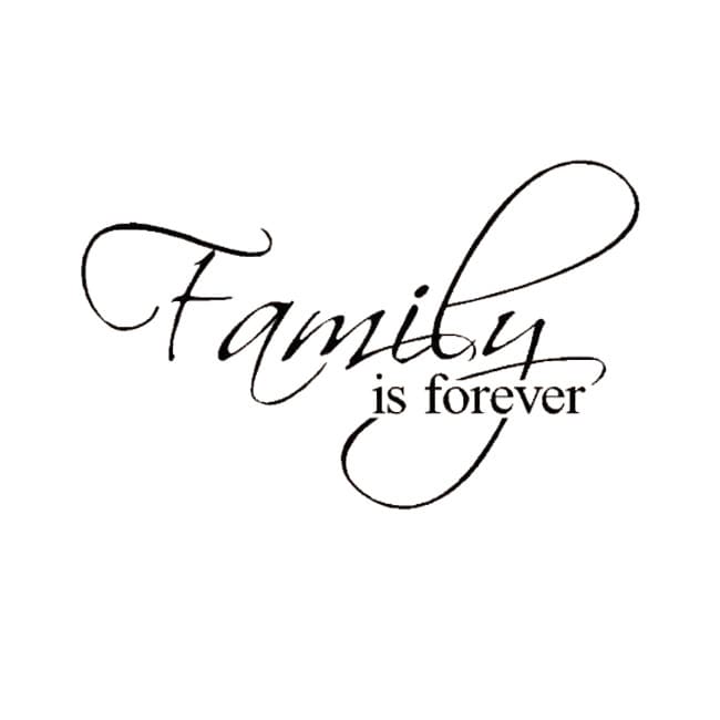Family Is Forever Vinyl Wart Art Decor Lettering (MediumSubject OtherMatte Black, clear backgroundPiece dimensions 12.5 inches high x 20 inches wide )