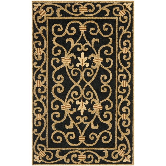 Hand hooked Chelsea Irongate Black Wool Rug (26 X 4)