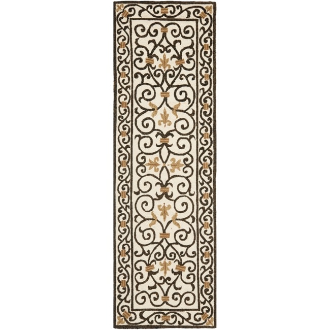 Hand hooked Chelsea Irongate Ivory Wool Rug (26 X 10)