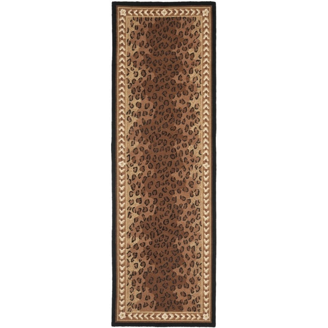 Hand hooked Chelsea Leopard Brown Wool Rug (26 X 10)