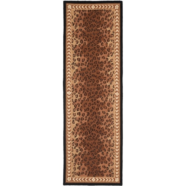 Safavieh Hand-hooked Chelsea Leopard Brown Wool Rug - 2'6" x 10' Runner