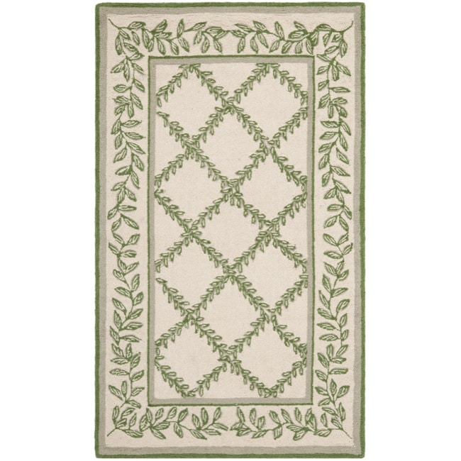 Shop Safavieh Handhooked Trellis Ivory/ Light Green Wool Rug 2'9 x 4