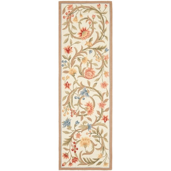 Safavieh Hand-hooked Garden Scrolls Ivory Wool Rug - 2'6" x 6'