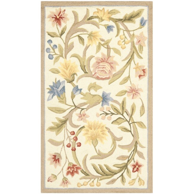 Hand hooked Garden Scrolls Ivory Wool Rug (39 X 59)