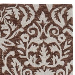 Hand hooked Chelsea Damask Brown Wool Rug (2'6 x 8') Safavieh Runner Rugs