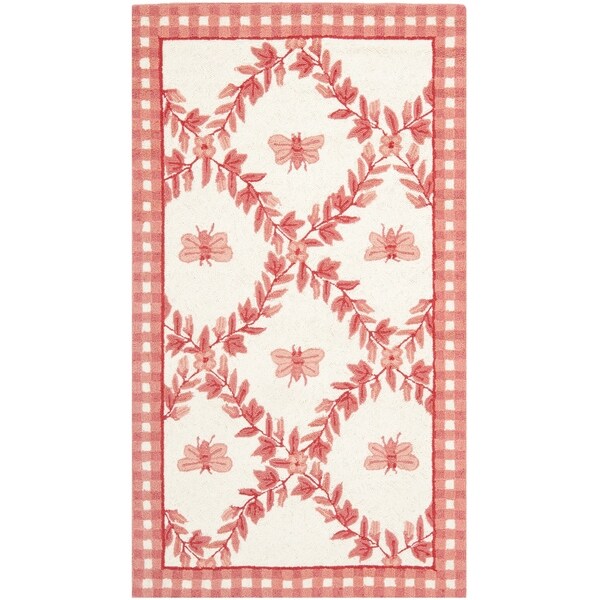 Safavieh Hand-hooked Bumblebee Ivory/ Rose Wool Rug - 2'-9" x 4'-9"